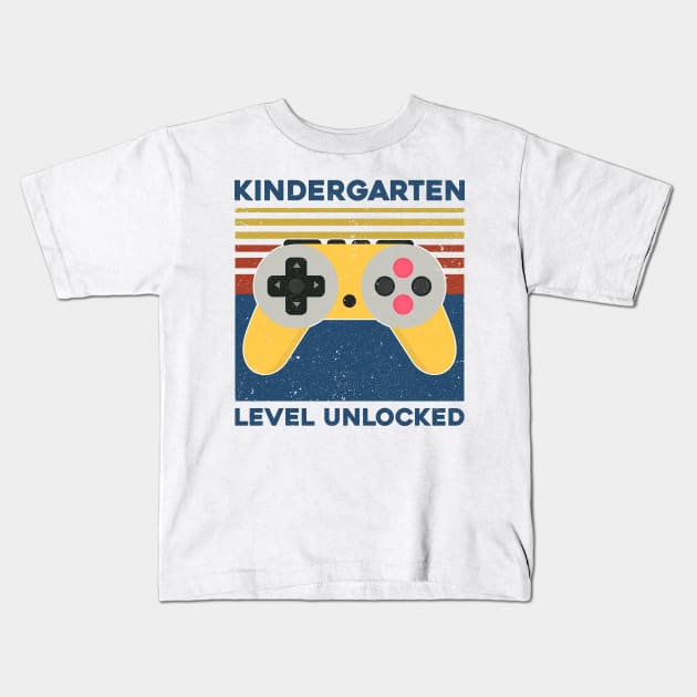 Kids Kindergarten Level Unlocked Back To School Video Gamer Kids T-Shirt by hardyhtud